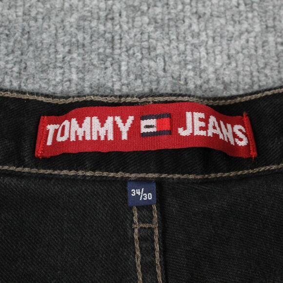 Vintage Tommy Jeans Mens 34 Black Carpenter Denim Baggy Skater 90s Y2K - Picture 8 of 16